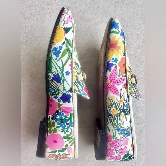 Gucci Ken Scott Jordaan Horsebit Leather Floral Print Loafer Flats EU 36.5 US6.5 - Picture 2 of 10